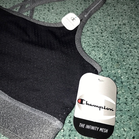 Champion Infinity Mesh Low-Impact Compression Sports Bra XL Black / Gray NWT! - Picture 4 of 7